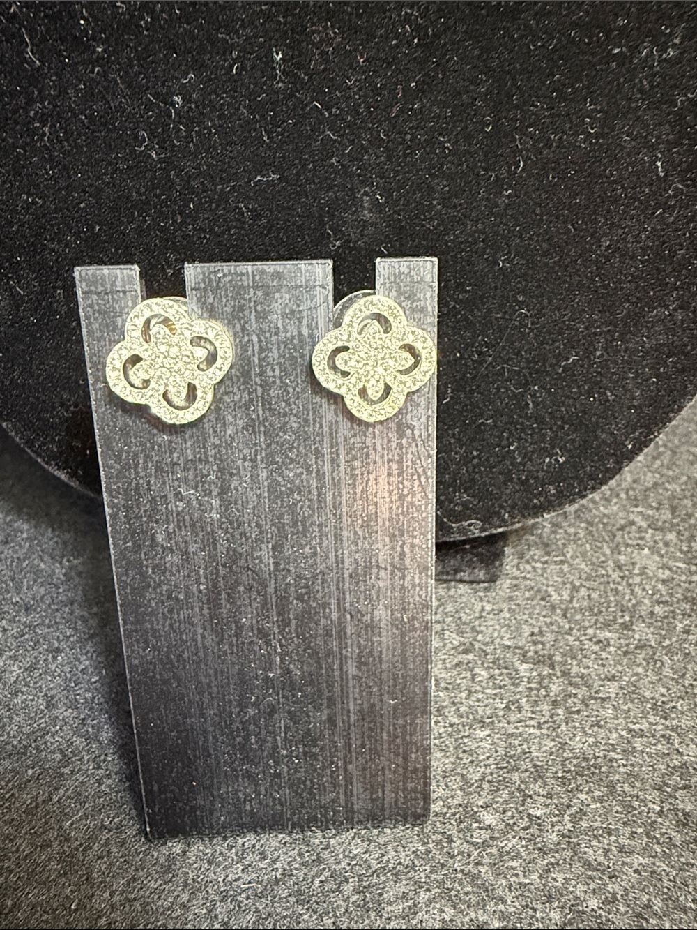 Textured Gold Clover Stud Earrings - Women Accessories